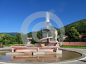 Fountain in the parkÂ in town Sapareva Banya, Bulgaria